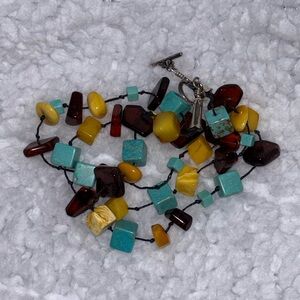 Baltic Amber and Turquoise Beaded Multi-strand Bracelet IT GLOWS!